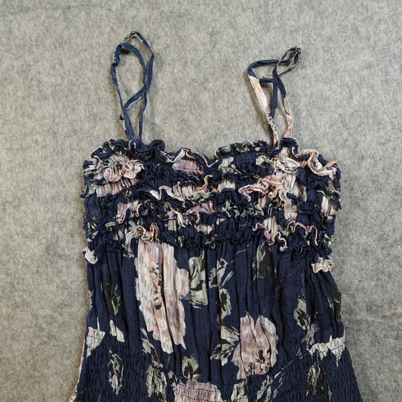 Rebecca Taylor Dress Womens Extra Small Magnolia Silk Blend Floral Midi Navy - Picture 6 of 12